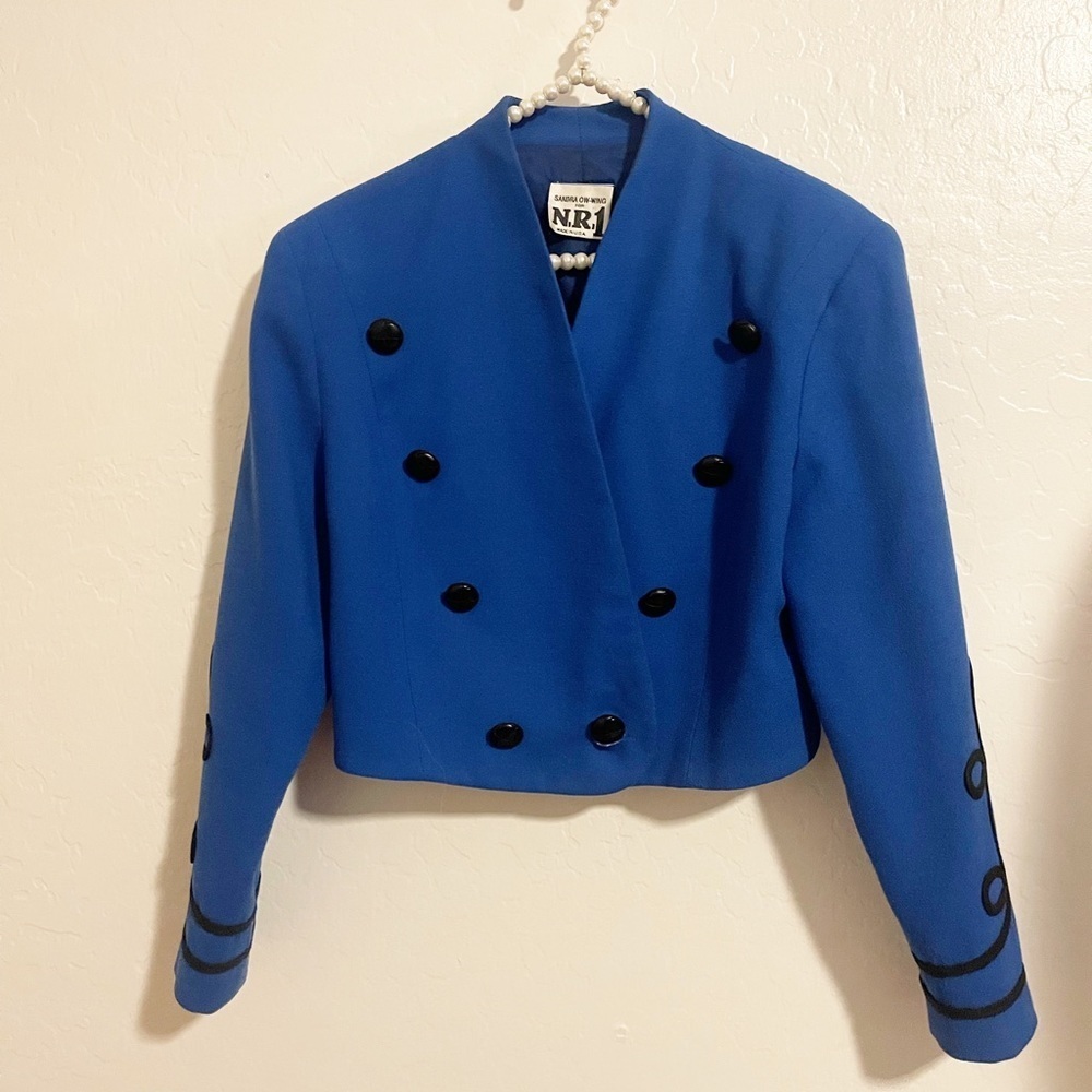 Sandra Ow_Wing for NR 1 Cropped Blue Blazer Size m